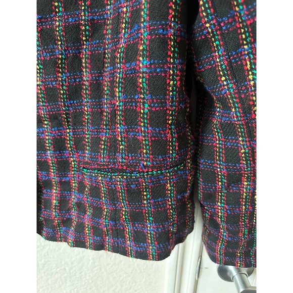 Vintage Modiano Wool Tweed Blazer w/ pockets Size 10 w/ Velvet & Brass Buttons - Picture 5 of 6